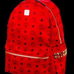MCM Backpack Large Red 100% Authentic